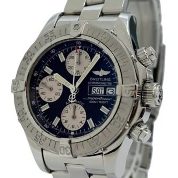 Breitling 42mm Men\'s Super Ocean Black Dial 500M Auto Chrono B+P Watch! A13340! main image 15